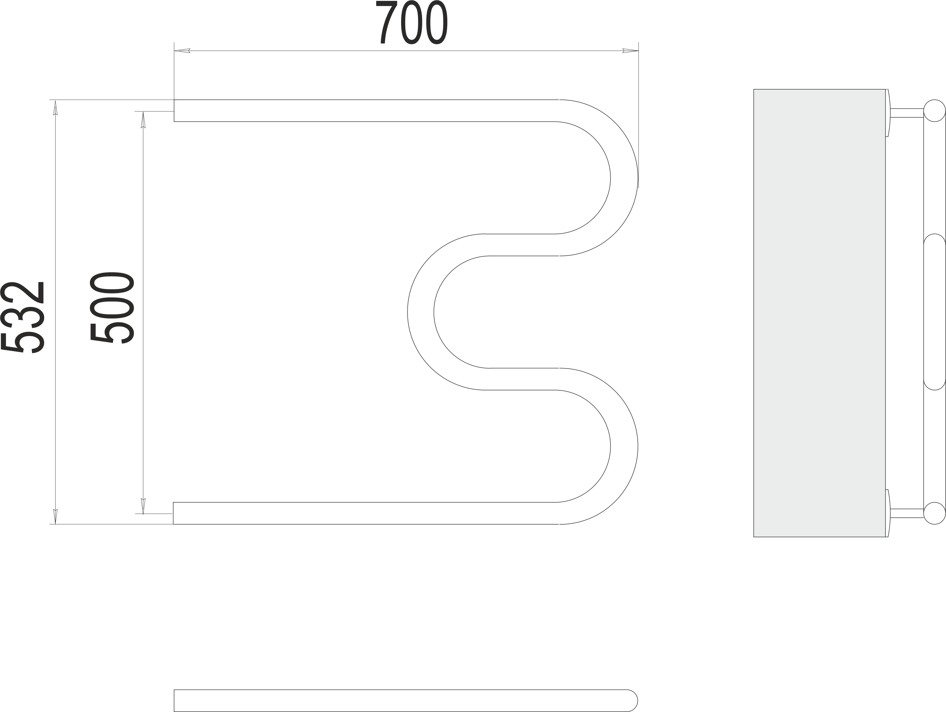 Полотенцесушитель М-образный 32 (1") 500х700