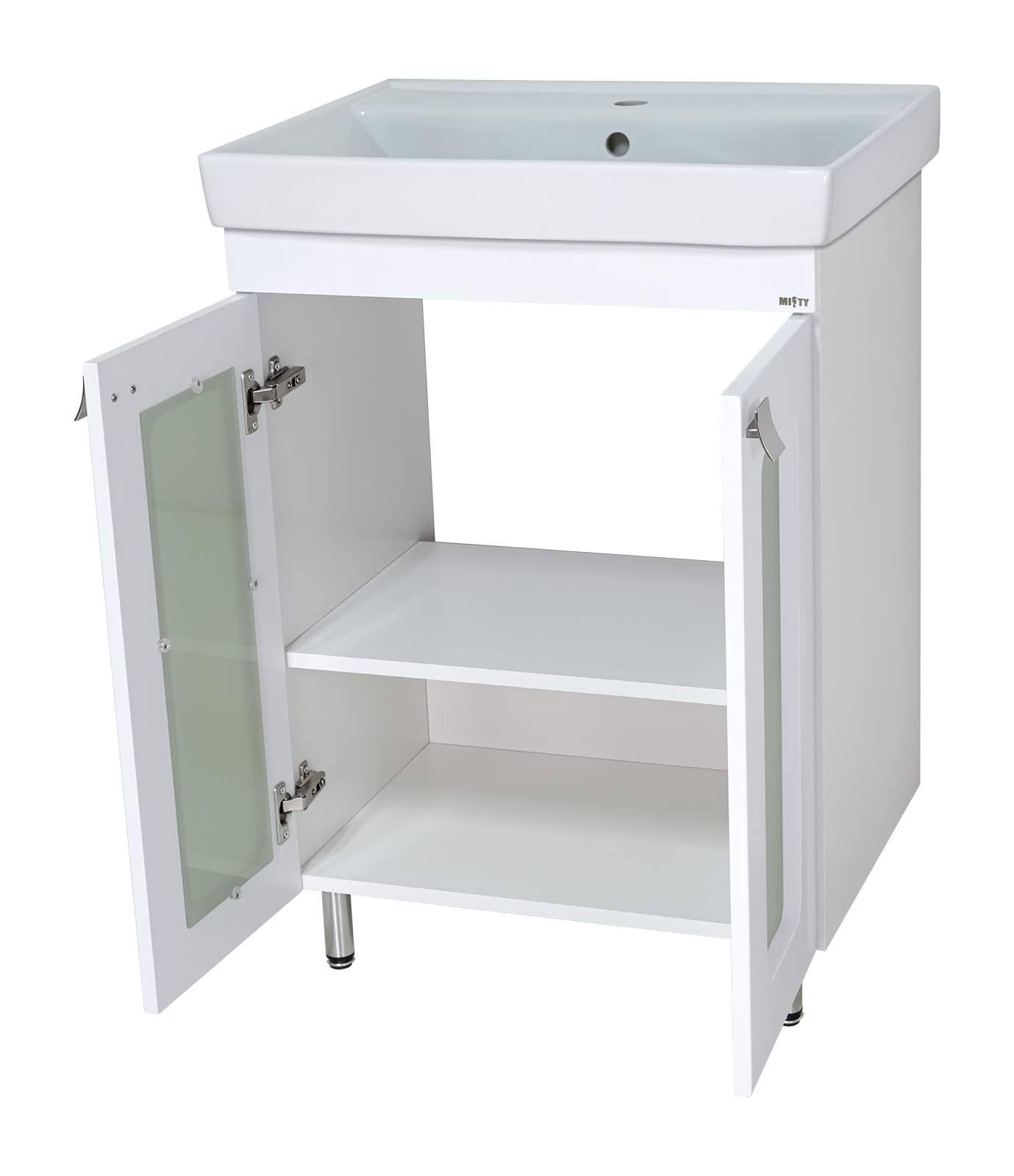 Урал - 60 Тумба напольная прямая со стекл. (ПВХ) + раковина