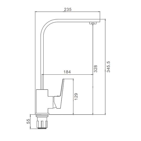 Смеситель Prohanss P60.41 для кухни высокий поворотный излив, хром
