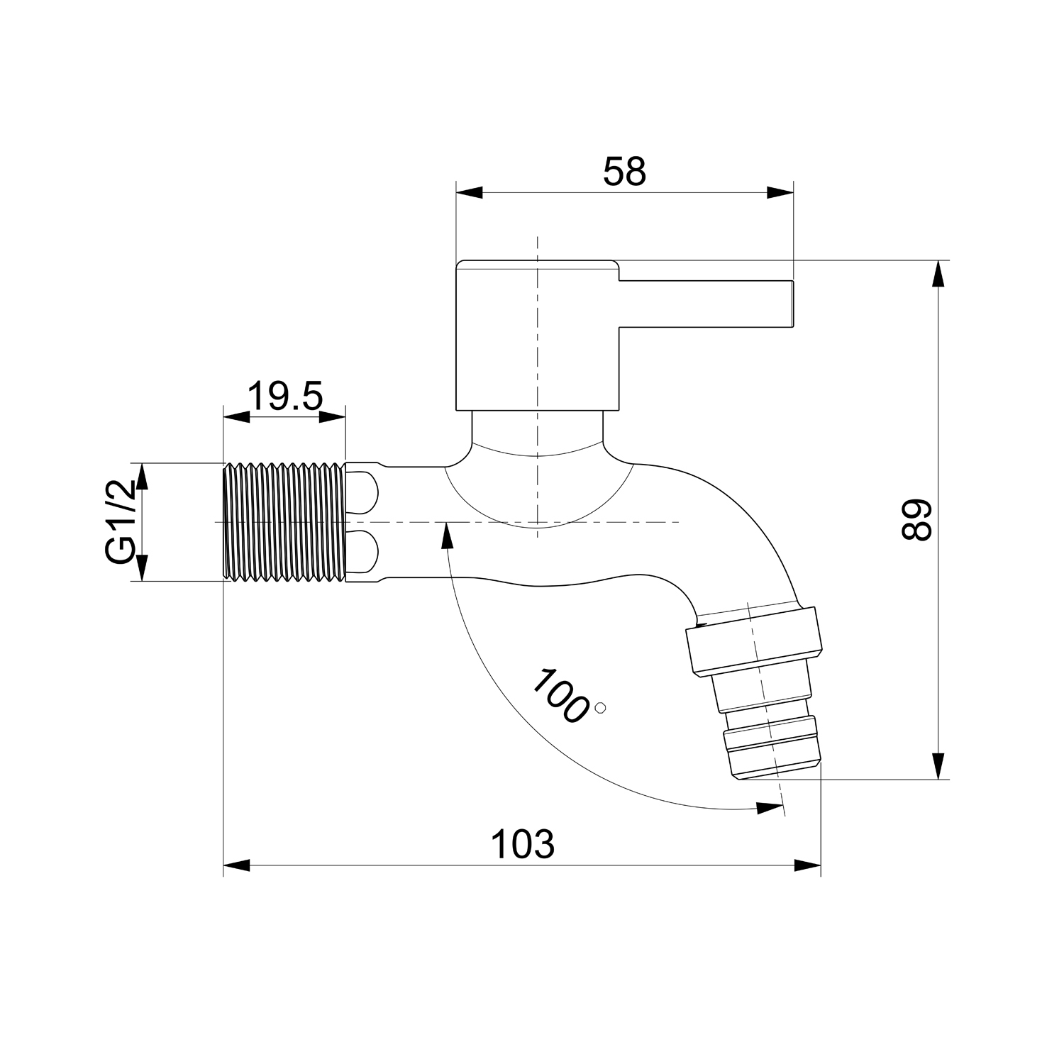 Кран Splenka S249.72 для бани и сауны водоразборный , сатин
