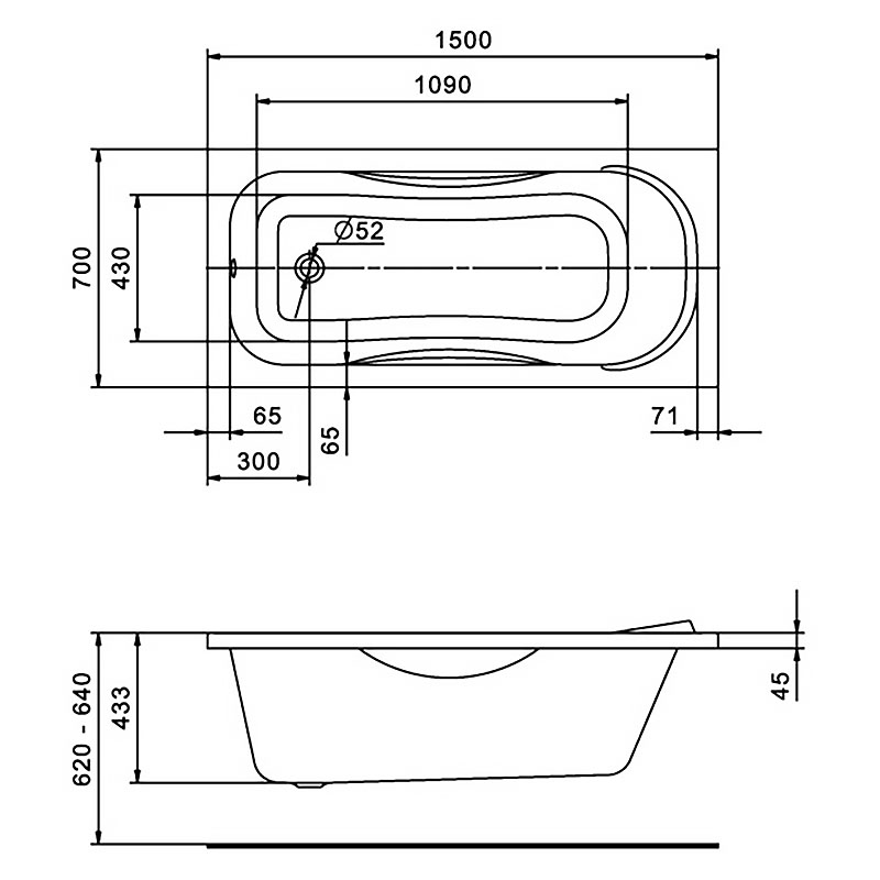 Ванна акриловая Santek Тенерифе  прямоугольная 150х70 белая