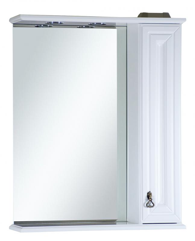 Зеркало Лувр - 75 со шкафчиком, прав., белое