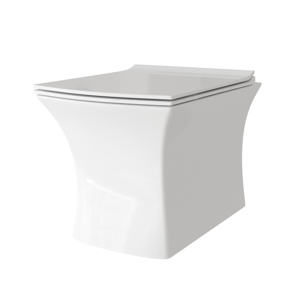 Унитаз подвесной Grossman (510х350х360) безободковый,белый с тонкой крышкой,микролифт GR-4461S