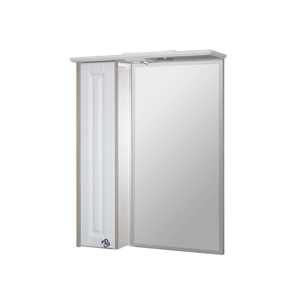 Зеркальный шкаф "ВЕРСАЛЬ-55" белое дерево левый  с подсветкой(ПВХ)