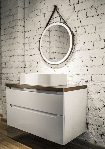 Зеркало Kapitan light D610 (бесконтактный сенсор, коричневая кожа) 