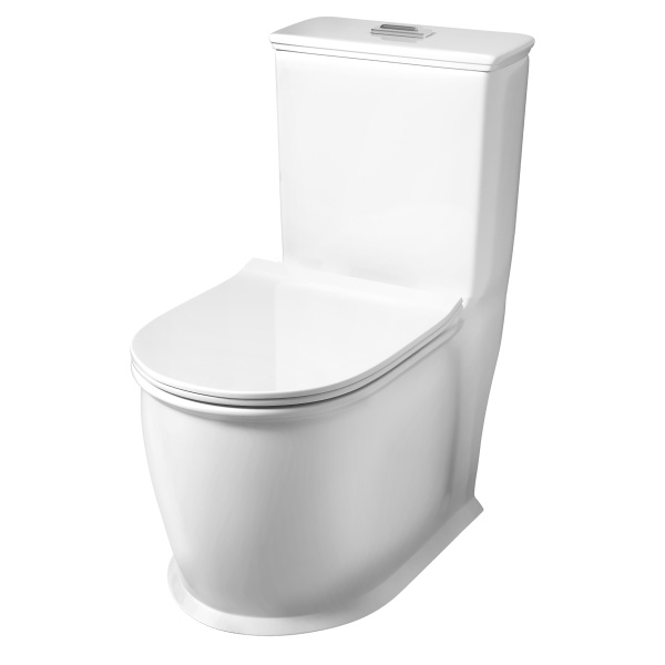 Унитаз напольный Grossman Retro (670х350х825) безободковый,белый,моноблок с тонкой крышкой,микролифт, GR-4492S