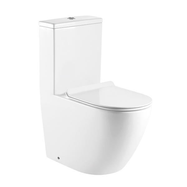 Унитаз-моноблок AZARIO MORANO 680x370х830 напольный, безободковый, в комплекте с сиденьем дюропласт микролифт, белый () AZ-1001