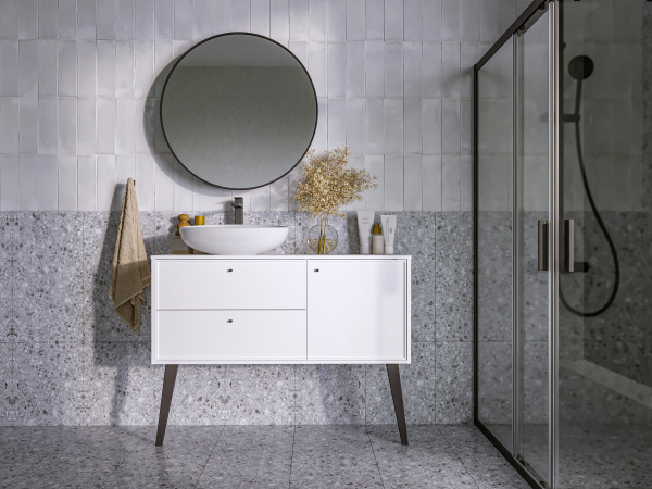 Тумба Goat 1200х500х500П 2я 1д эмаль белая/бук черный