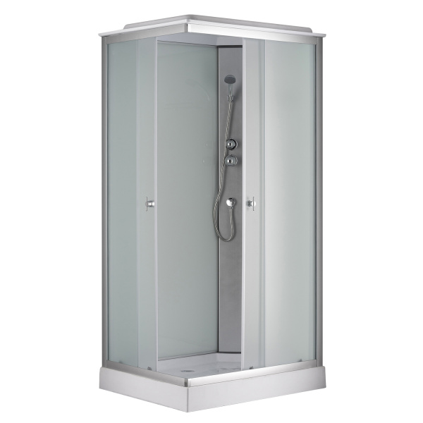 Душевая кабина Loranto 1000х800х2150 правосторонняя, белое заднее стекло, поддон 13см, матовое стекло 4мм, профиль сатин () CS-5180-13R F