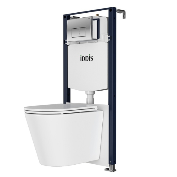 Комплект 3в1: подвесной унитаз, инсталляция и клавиша смыва хром, Calipso Q, IDDIS, CAQPO1GCi73