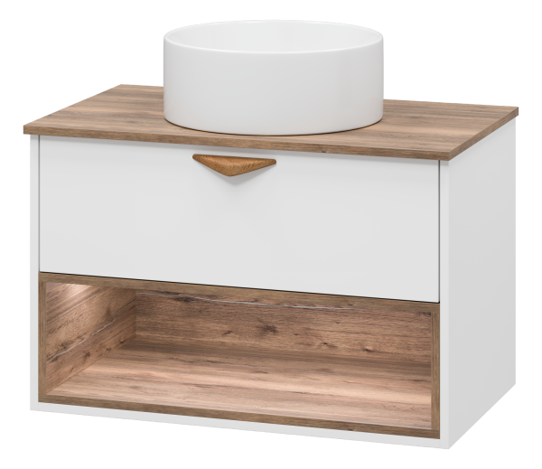 Тумба под раковину Brevita Bergen 80 с подсветкой подвесная (белая)