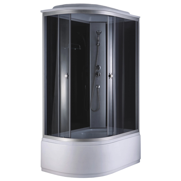 Душевая кабина Loranto 1200x800x2150 правосторонняя, черное заднее стекло, поддон 40 см, тонированное стекло 4 мм, профиль хром матовый () CS-887EATM/B-120