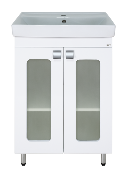 Урал - 60 Тумба напольная прямая со стекл. (ПВХ) + раковина