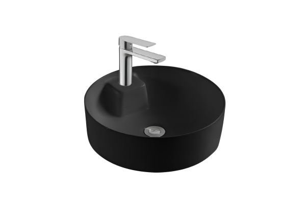 Раковина накладная для установки на столешницу AQUATEK ЕВРОПА AQ5212-MB 405*405*140, с отверстием под смеситель, матовый черный в магазинах СантехГид