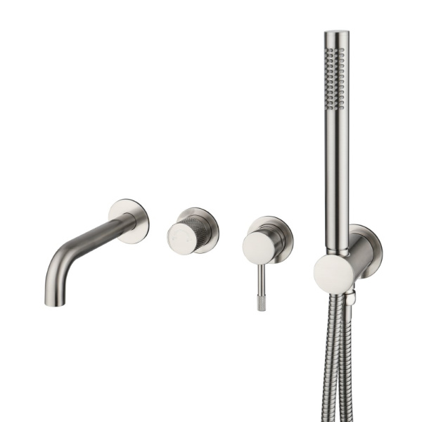 Смеситель встроенный + ручной душ + излив Uno Nikel Brush