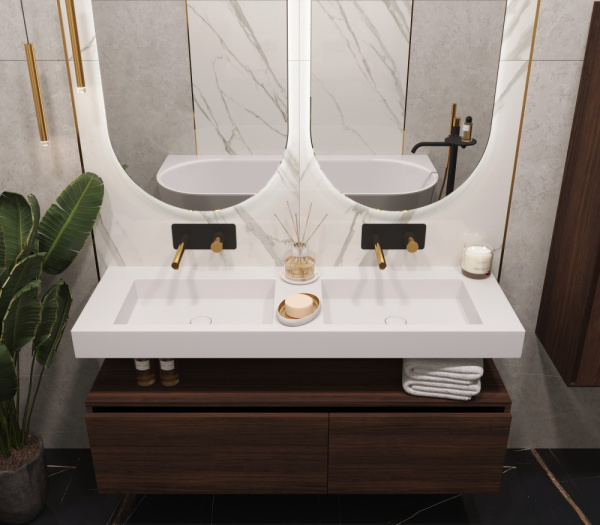 Столешница моноблок FLAT ST 140см (1404*452*100) двойной в магазинах СантехГид