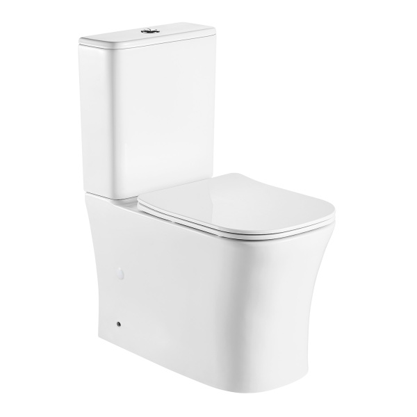 Унитаз-компакт Azario ANTEO SQUARE 385х630х820 напольный, безободковый, с быстросъемным сиденьем микролифт () AZ-1218A