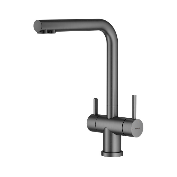 Смеситель Splenka S70.61.09 для кухни с подключением к фильтру Г-образный поворотный излив, графит