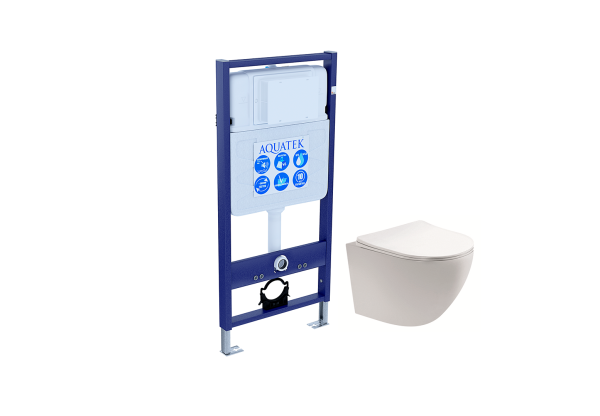 SET AQUATEK ЕВРОПА (рама AQUATEK Standard INS-0000012(без клавиши и крепежа)+унитаз ЕВРОПА AQ1900-00 с тонким сиденьем soft-close