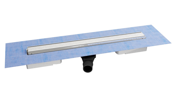 Желоб BERGES водосток В1 Keramik 600, Хром матовый, S-сифон D50 H60 боковой