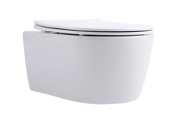 Унитаз подвесной ЕВРОПА TORNADO 490*360*250мм, тонкое сиденье с механизмом плавного закрывания, крепеж AQ1106T-00