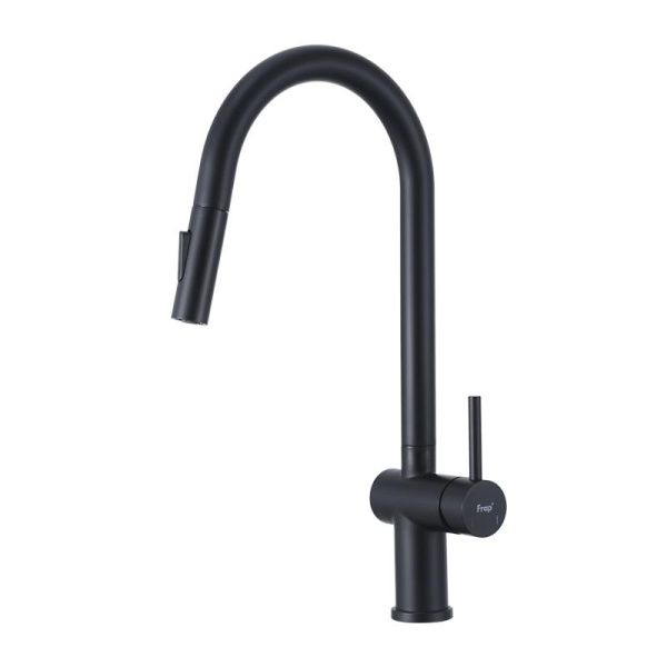 Смеситель для кухни с выдвижным изливом черный FRAP F60807-6