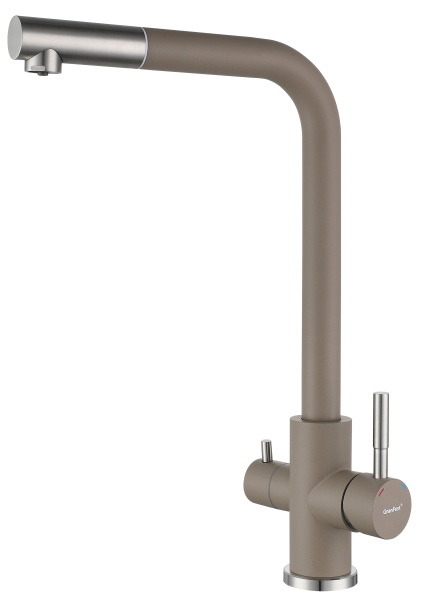 Смеситель для кухни U-обр. с краном питьевой воды D-35мм (песочный)  GRANFEST QUARZ