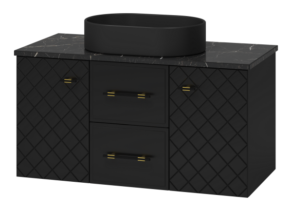 Тумба под раковину Brevita Shanel 100 подвесная (черная) со столешницей и раковиной