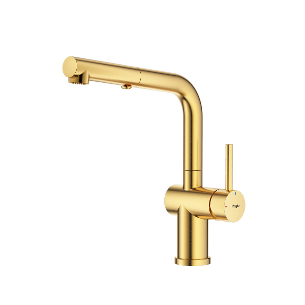 Смеситель Raglo для кухни  с выдвижным изливом, сатин золотой R86.49.03