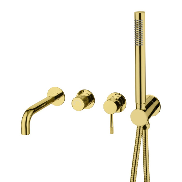 Смеситель встроенный + ручной душ + излив Uno Gold