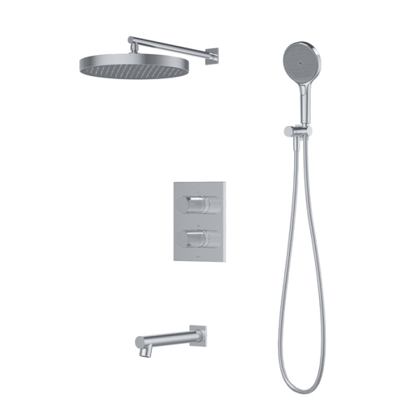 Душевая система с тропическим, ручным душем и изливом, термостат, глянцевый хром, Duna, IDDIS, DUNSBSTi68