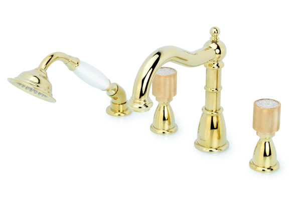 Смеситель врезной 4 отв. ROYAL CRYSTAL, золото_Комплект