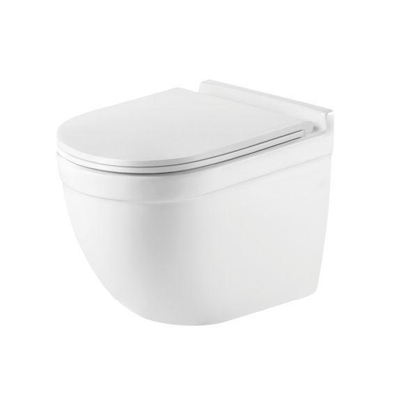 Унитаз подвесной Grossman (520х360х410) безободковый,белый с тонкой крышкой,микролифт,смыв торнадо, GR-4483SQ