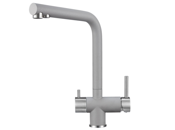 Смеситель для кухни однорыч. АЛЮМИНИУМ, с подкл. для питьевой воды ,GRANULA