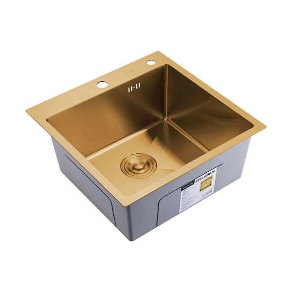 Кухонная мойка Splenka S701.5050.03 из нержавеющей стали в базу от 50см, сатин золотой