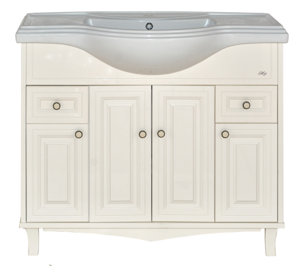 Тумба Шармель -105 с 2 ящ. светло-бежевая эмаль + раковина