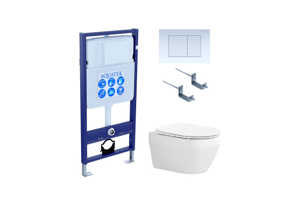 Set AQUATEK ЛЕЯ (рама AQUATEK Standard INS-0000012 с звукоиз.прокладкой+крепеж KKI-0000002+кнопкаKDI-0000009+унитаз ЛЕЯ AQ1199-00 с крышкой-сиденьем soft-close)