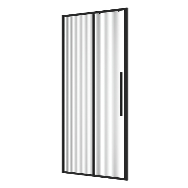 Дверь в нишу Niagara Nova (100х195) черный матовый,раздвижная влево,стекло рифленое,1 место NG-84-L10FHB 