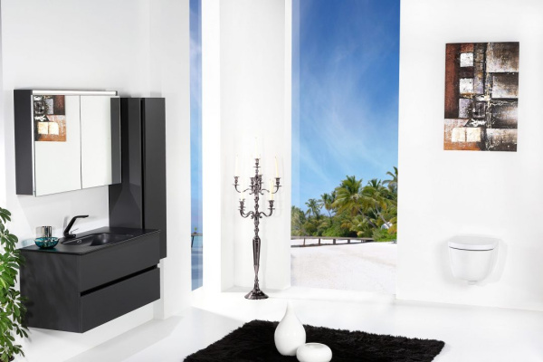 Зеркальный шкаф Vallessi 100 антрацит мат. с подстветкой