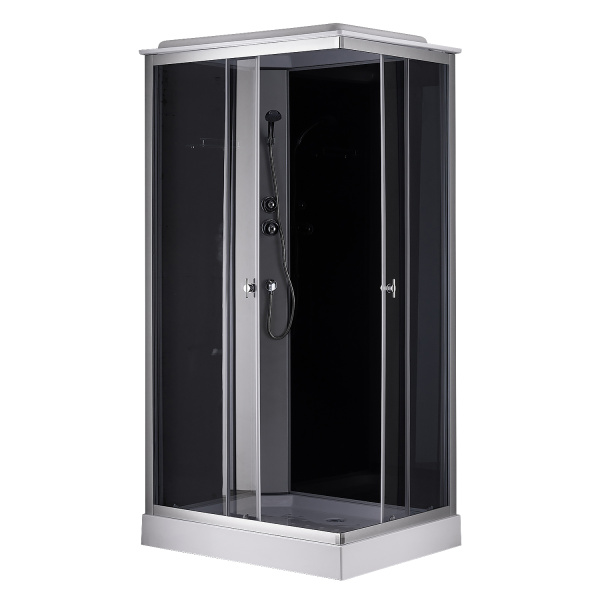 Душевая кабина Loranto 1000х800х2150 левосторонняя, черное заднее стекло, поддон 13см, матовое стекло 4мм, профиль сатин () CS-5180-13L G