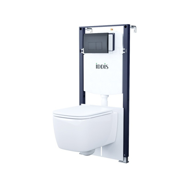 Комплект 3в1: подвесной унитаз, инсталляция и клавиша смыва, IDDIS, BASBR02i73