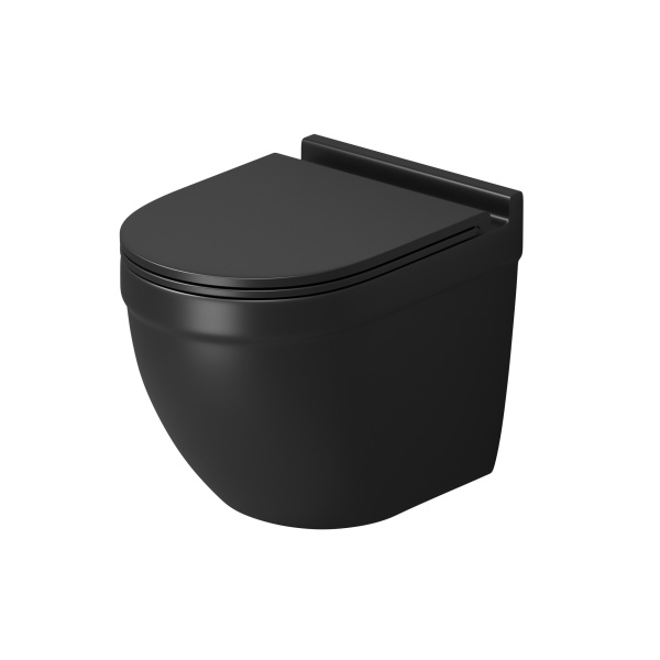 Унитаз подвесной Grossman (520*360*410) безободковый,черный матовый с тонкой крышкой GR-4483BMSQ