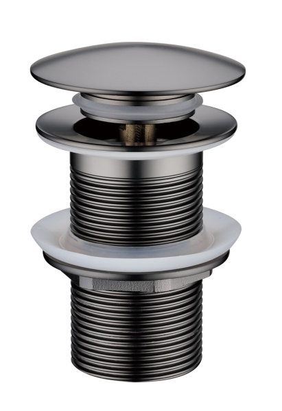 Слив для раковины, автомат(клик-клак) Gun Metall с переливом в магазинах СантехГид