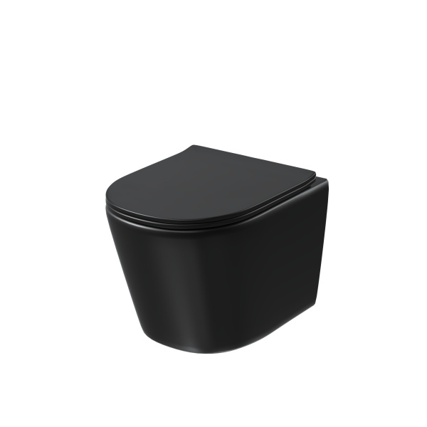 Унитаз подвесной Grossman (485х36х33) безободковый,черный матовый с тонкой крышкой GR-4477BMSQ