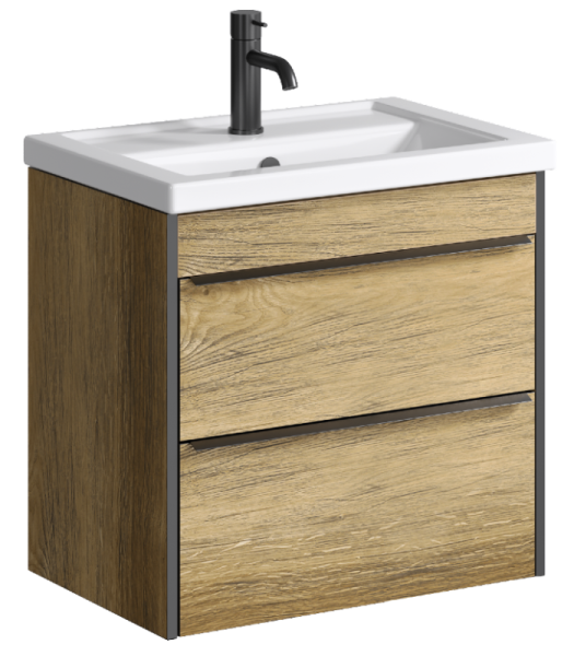 Подвесная тумба в цвете дуб балтийский с двумя ящиками