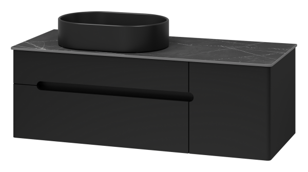Тумба с раковиной Misty Роял 120 подвесная (черная) со столешницей и раковиной
