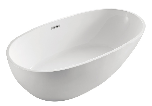 Ванна акриловая Azario LEEDS 1685х840х580 отдельностоящая, в комплекте с сифоном и металлической рамой, цвет белый (LEE17085)
