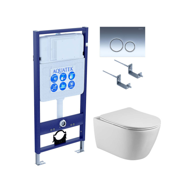 (рама AQUATEK Standard INS-0000012 с клавишей KDI-0000018 и крепежом KKI-0000002+унитаз БЕТТА AQ1253W-00 с тонким сиденьем soft SET AQUATEK БЕТТА KDI18
