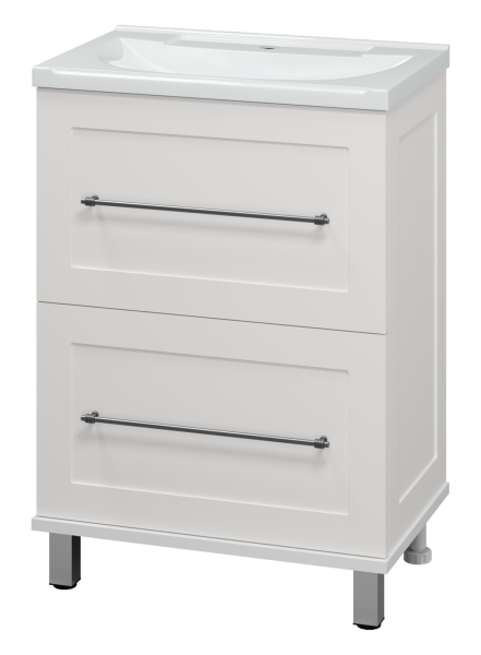 Марта - 60 Тумба напольная белая эмаль (глянец) + раковина