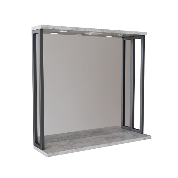 Зеркальный шкаф "БРУКЛИН" 80 Бетон с подсветкой ЛОФТ (ЛДСП)